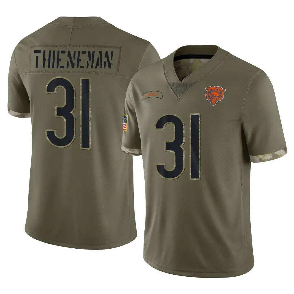 C.Bears #31 Dillon Thieneman Player Olive Salute to Service Limited Game Hdoa Stitched Jerseys