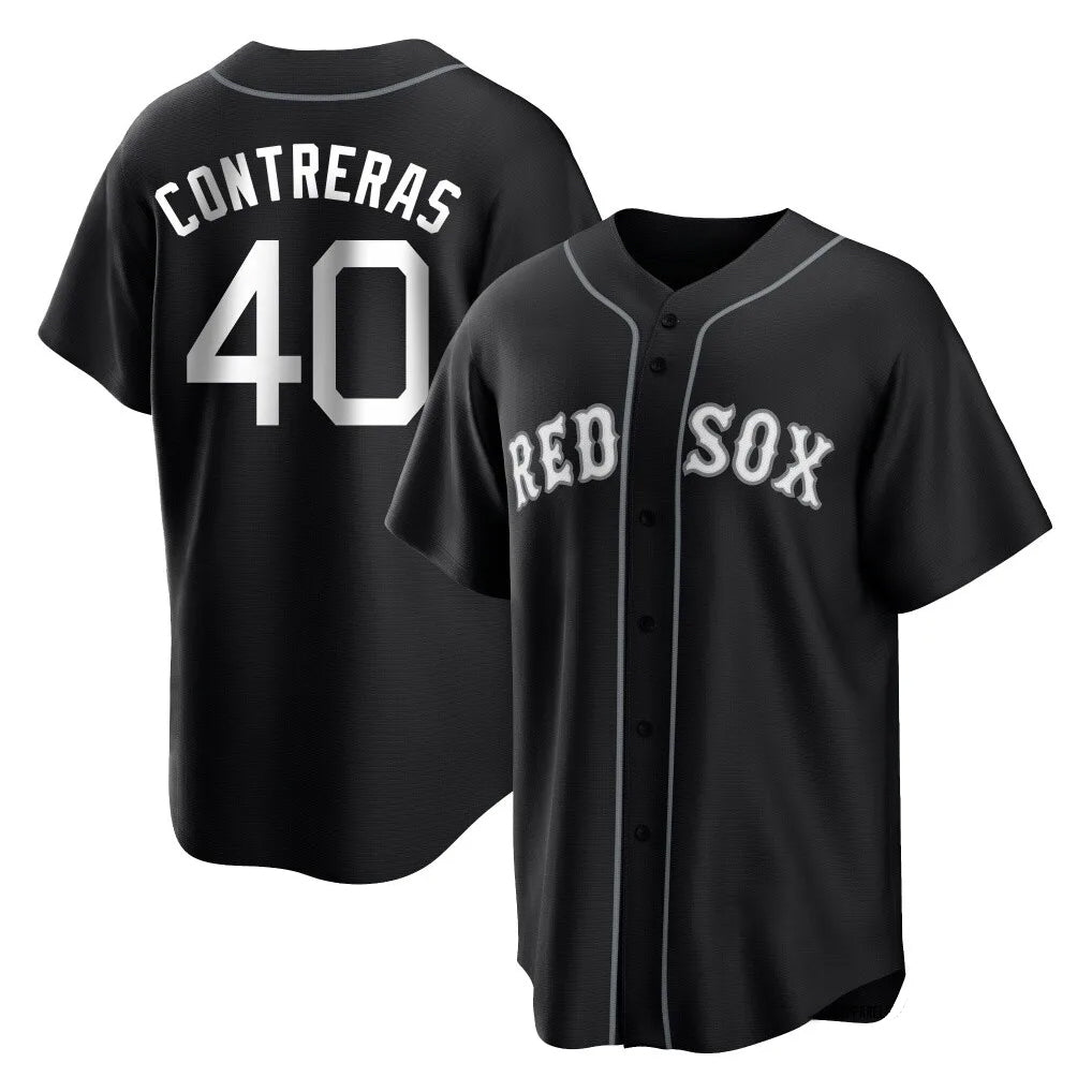 B.Red Sox #40 Willson Contreras Player Black Home Game Hdoa Stitched Jerseys