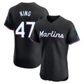 M.Marlins #47 John King Player Black Vapor Home Limited Elite Hdoa Stitched Jerseys