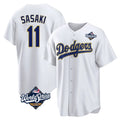 LA.Dodgers #11 Roki Sasaki Player Gold White World Series 2026 Collection Stadium Game Hdoa Stitched Jerseys