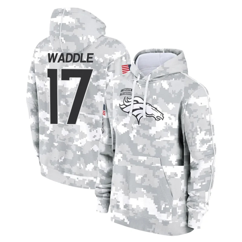 D.Broncos #17 Jaylen Waddle Player Arctic Camo Salute to Service Hoodies Limited Game Hdoa Stitched Jerseys