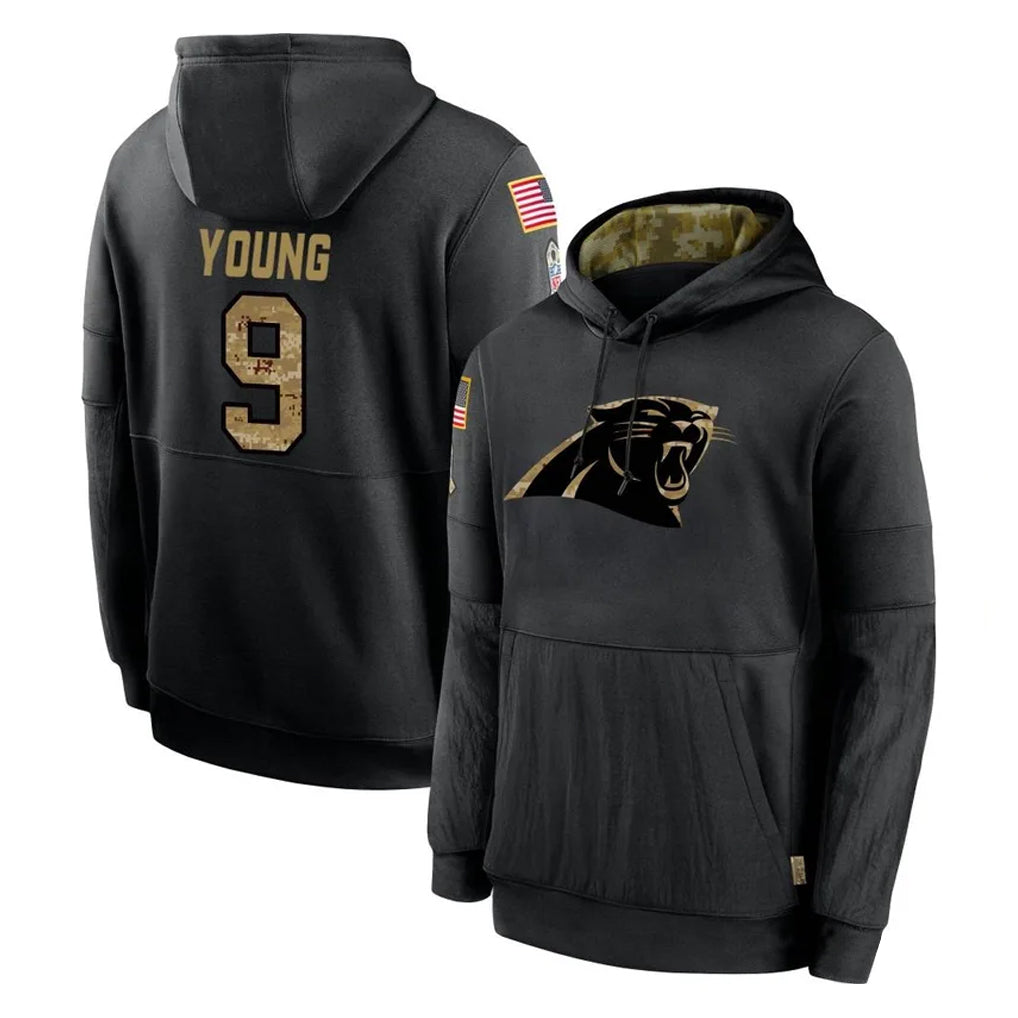 C.Panthers #9 Bryce Young Player Black Salute to Service Pullover Hoodies Limited Game Hdoa Stitched Jerseys
