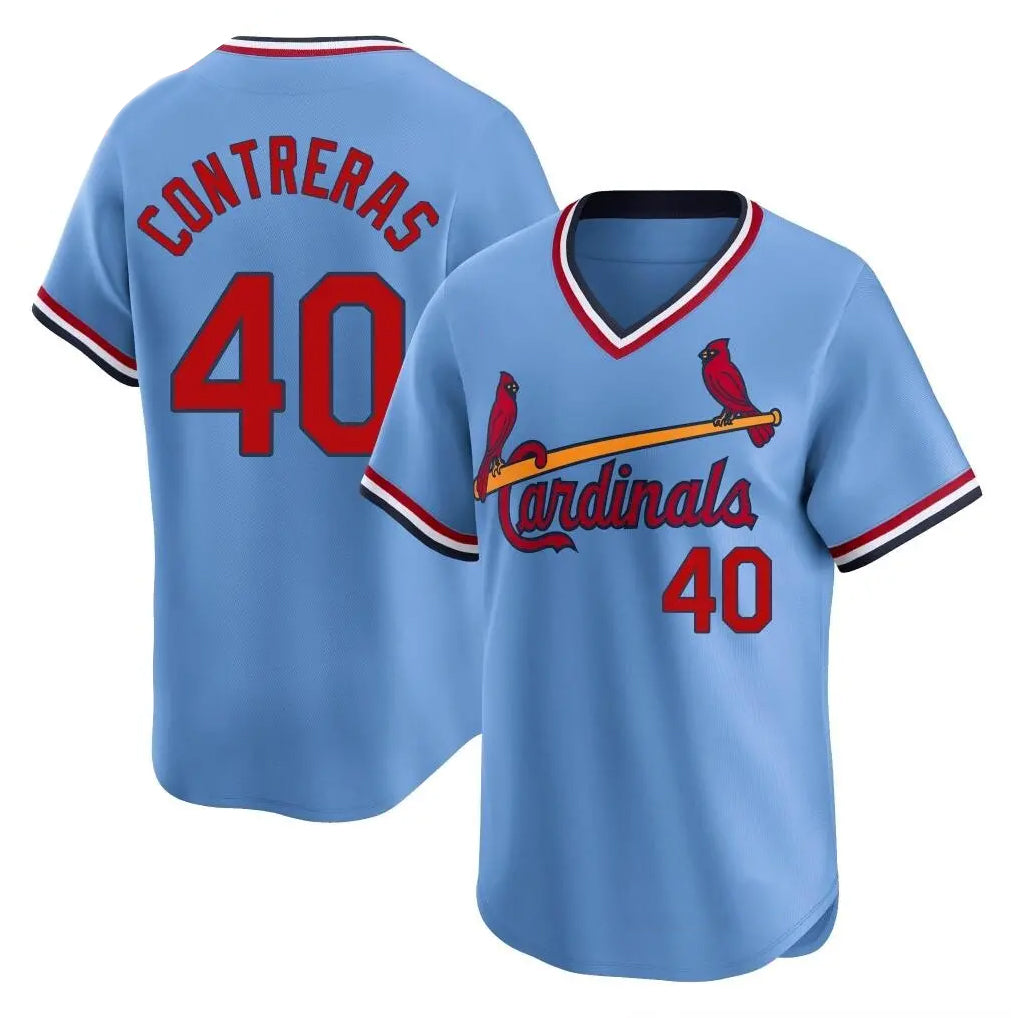 St. Louis Cardinals #40 Willson Contreras Player Light Blue Throwback Cooperstown Collection Limited Hdoa Stitched Jerseys