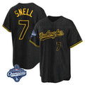 LA.Dodgers #7 Blake Snell Player Black Snake Skin City Game Home World Series Meet Hdoa Stitched Jerseys
