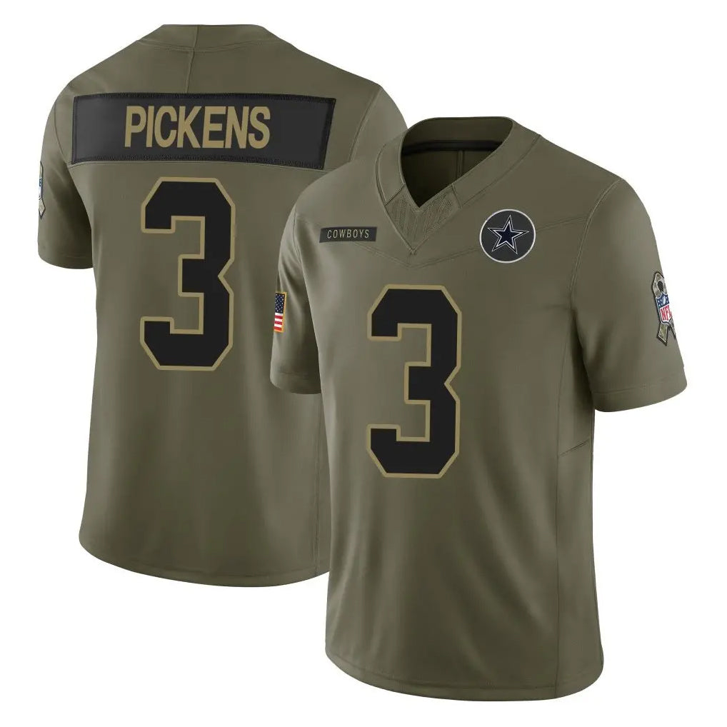 D.Cowboys #3 George Pickens Player Olive 2025 Salute to Service Limited Home Game Hdoa Stitched Jerseys