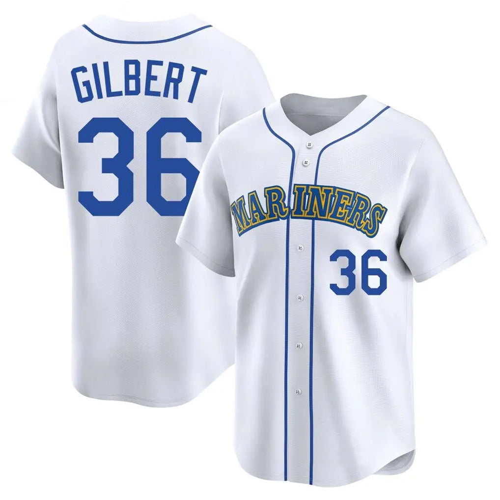 S.Mariners #36 Logan Gilbert Player White Throwback Cooperstown Collection Limited Game Hdoa Stitched Jerseys