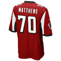 A.Falcons #70 Jake Matthews Player Red Game Hdoa Stitched Jerseys