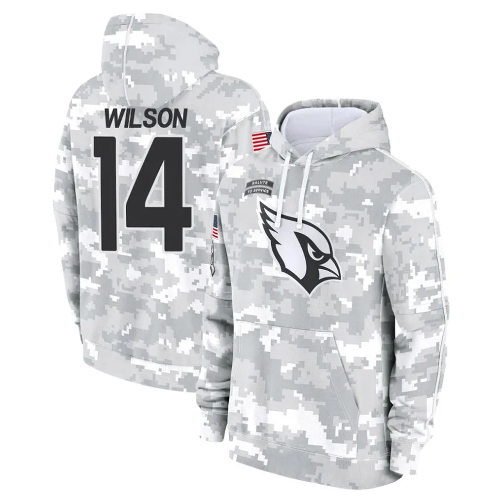 A.Cardinals #14 Michael Wilson Player Arctic Camo Salute to Service Hoodies Hdoa Stitched Jerseys