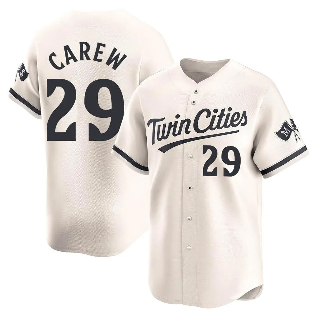 M.Twins #29 Rod Carew Player Cream Home Limited Hdoa Stitched Jerseys