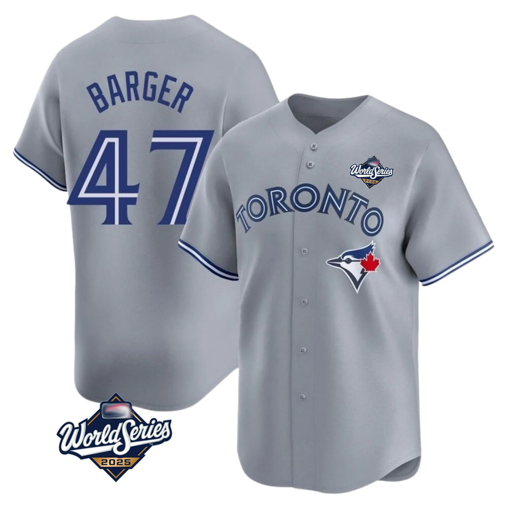 T.Blue Jays #47 Addison Barger Player Gray 2025 World Series Hdoa Stitched Jerseys