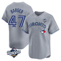 T.Blue Jays #47 Addison Barger Player Gray 2025 World Series Hdoa Stitched Jerseys