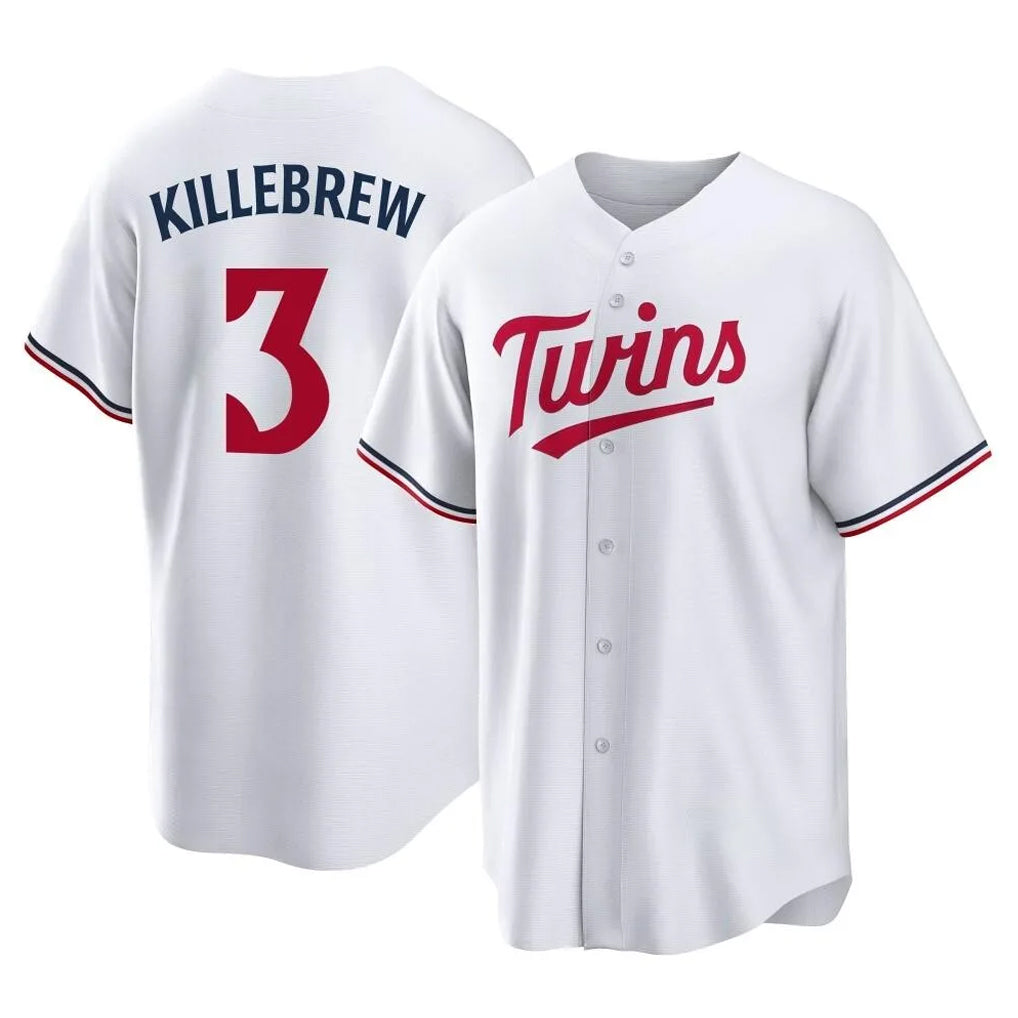 M.Twins #3 Harmon Killebrew Player White Home Game Hdoa Stitched Jerseys