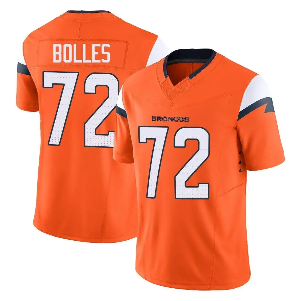 D.Broncos #72 Garett Bolles Player Orange Vapor F.U.S.E. Limited Home Game Hdoa Stitched Jerseys