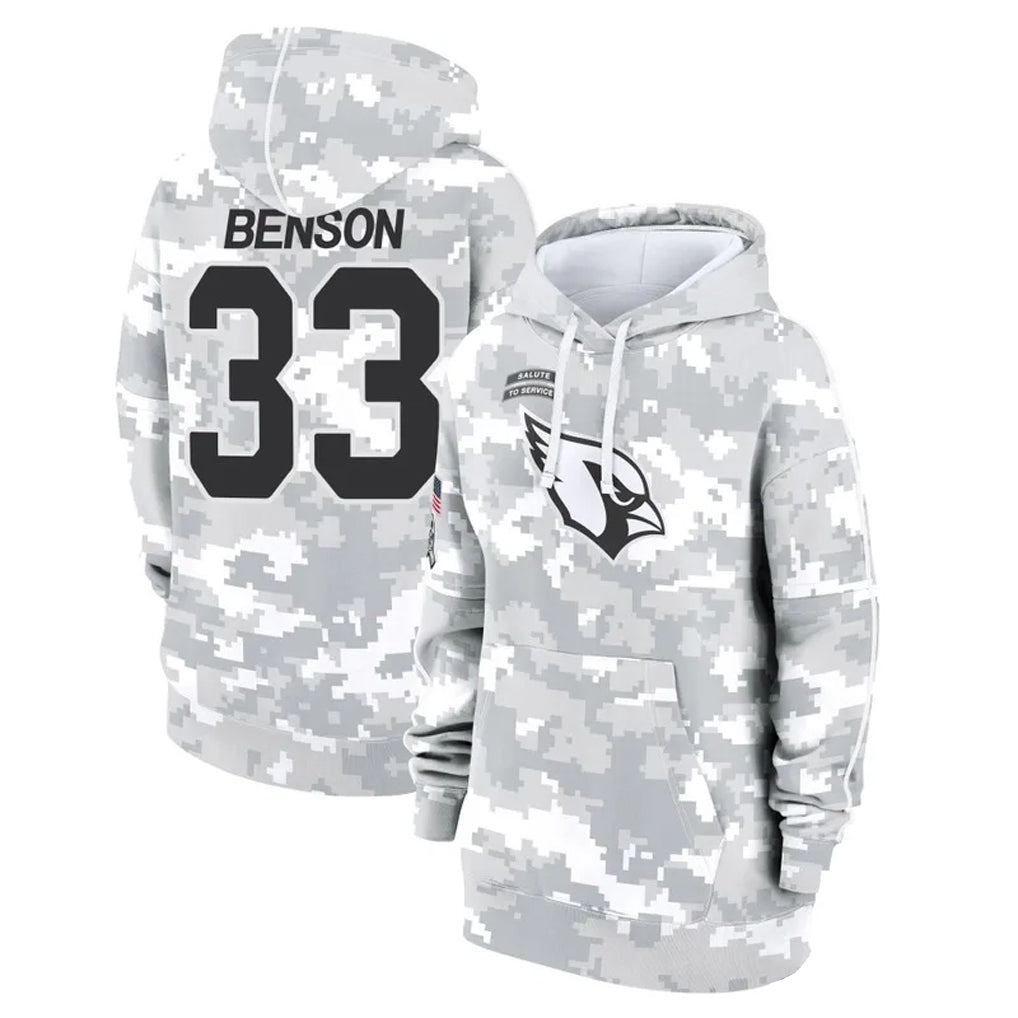 A.Cardinals #33 Trey Benson Player Arctic Camo Salute to Service Hoodies Hdoa Stitched Jerseys