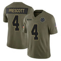 D.Cowboys #4 Dak Prescott Player Olive 2025 Salute to Service Limited Home Game Hdoa Stitched Jerseys