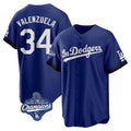 LA.Dodgers #34 Fernando Valenzuela Player Royal World Series Meet City Connect Home Game Hdoa Stitched Jerseys