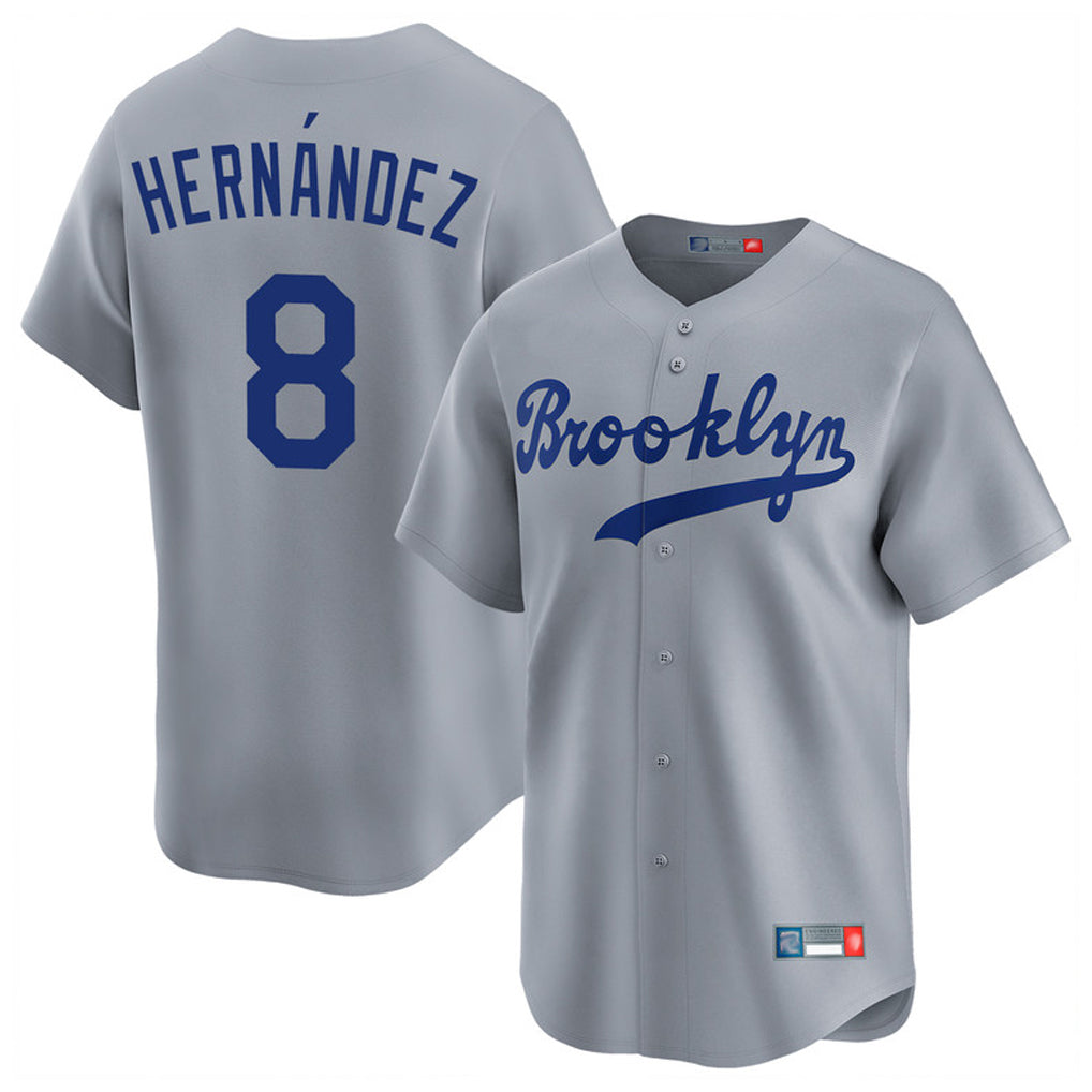 LA.Dodgers #8 Enrique Hern¨¢ndez Player Gray Game Limited Home Hdoa Stitched Jerseys