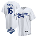 LA.Dodgers #16 Will Smith Player White World Series Meet Game Home Hdoa Stitched Jerseys