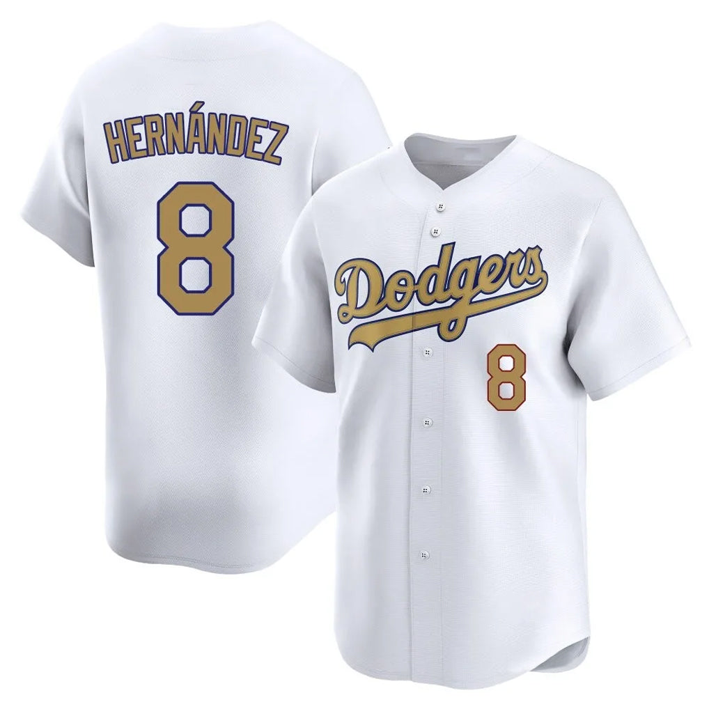 LA.Dodgers #8 Enrique Hern¨¢ndez Player Gold Collection Limited Home Hdoa Stitched Jerseys