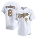 LA.Dodgers #8 Enrique Hern¨¢ndez Player Gold Collection Limited Home Hdoa Stitched Jerseys