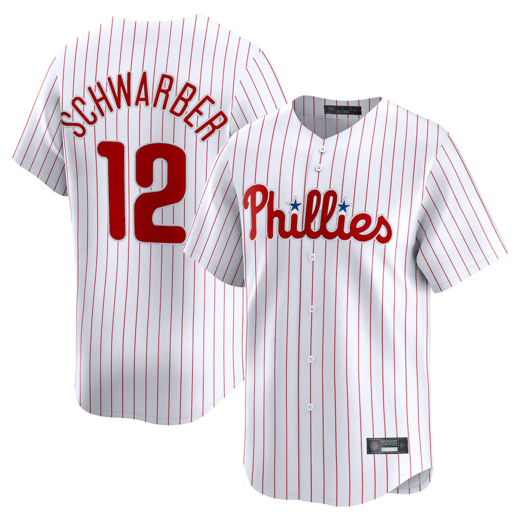 P.Phillies #12 Kyle Schwarber Player White Home Limited Hdoa Stitched Jerseys