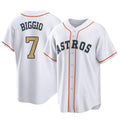 H.Astros #7 Craig Biggio Player Gold Collection Game Home Hdoa Stitched Jerseys