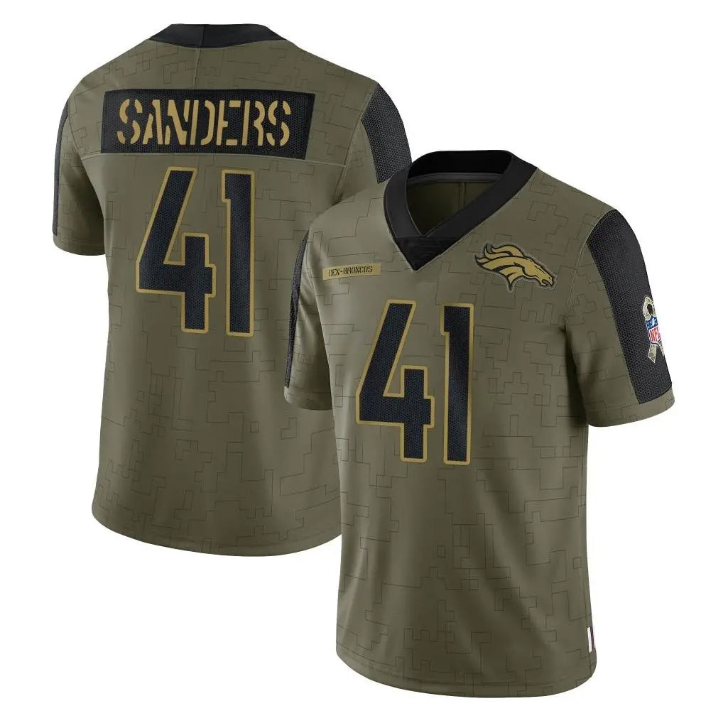 D.Broncos #41 Drew Sanders Player Olive Salute To Service Limited Game Hdoa Stitched Jerseys