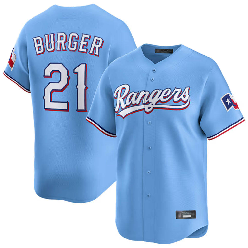 T.Rangers #21 Jake Burger Player Light Blue Home Limited Hdoa Stitched Jerseys