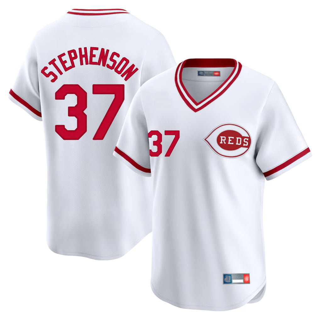 C.Reds #37 Tyler Stephenson Player White Cooperstown Collection Limited T-shirt Home Hdoa Stitched Jerseys