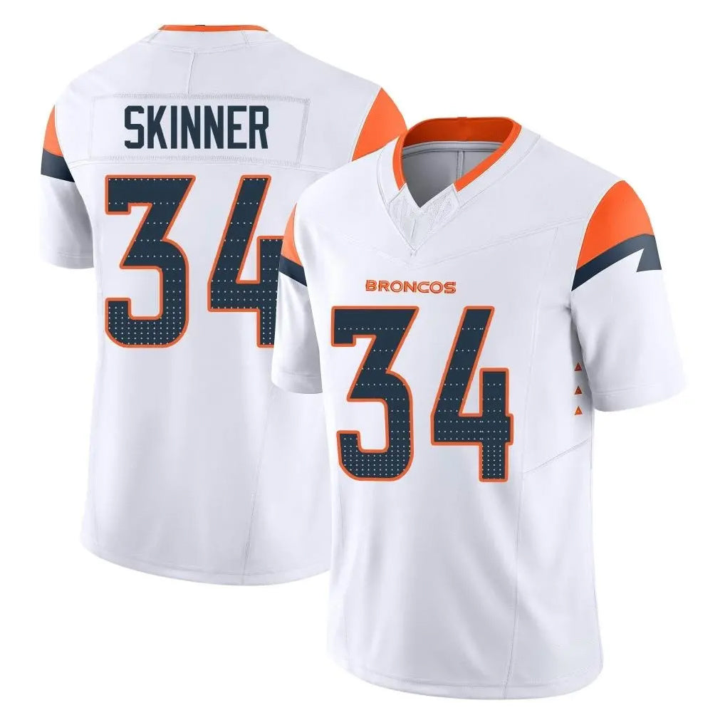 D.Broncos #34 JL Skinner Player White Limited Vapor F.U.S.E. Home Game Hdoa Stitched Jerseys