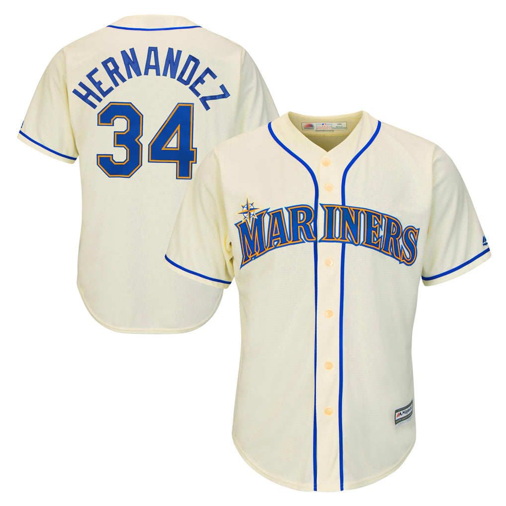 S.Mariners #34 Felix Hernandez Player Cream Majestic Home Cool Base Limited Hdoa Stitched Jerseys