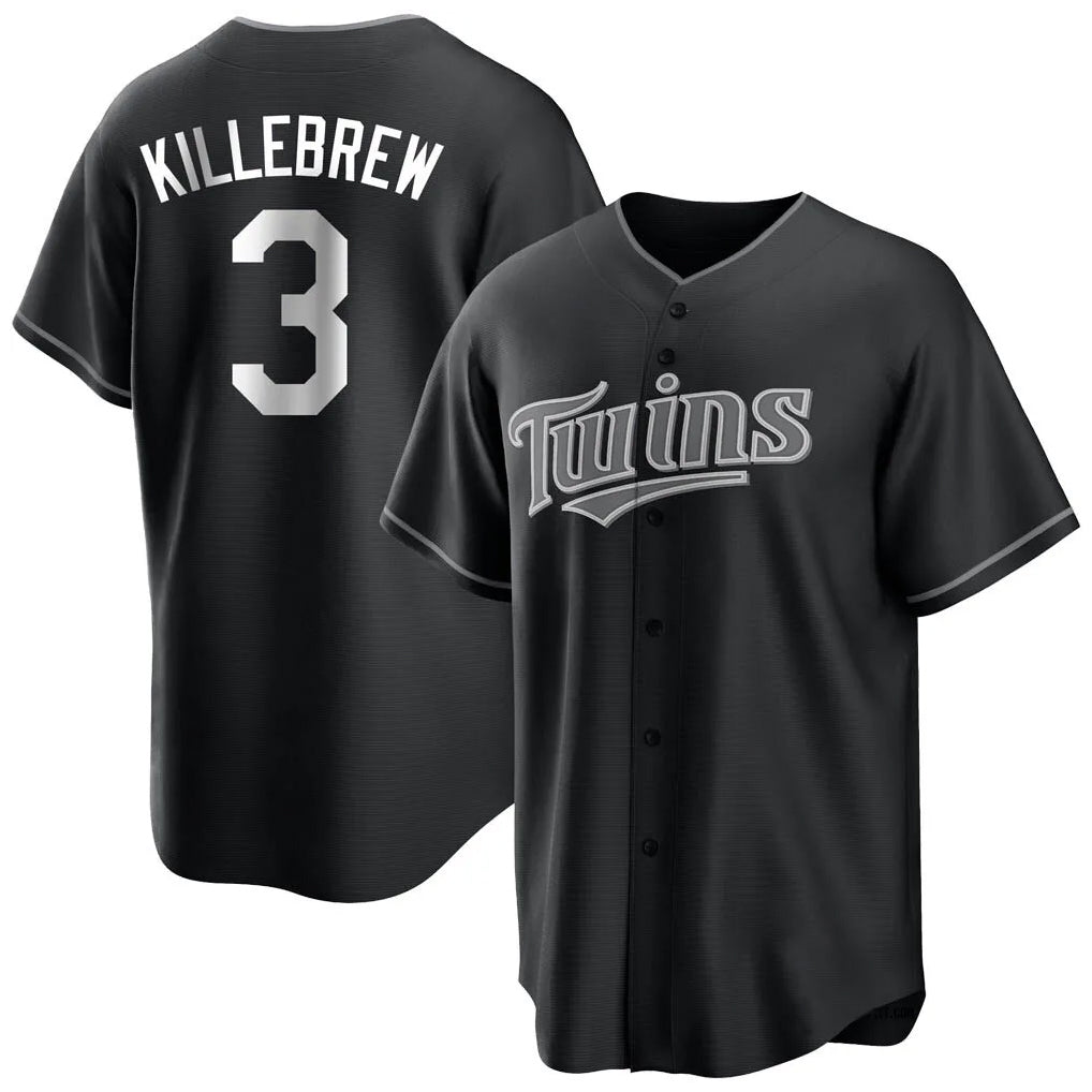 M.Twins #3 Harmon Killebrew Player Black Home Game Hdoa Stitched Jerseys