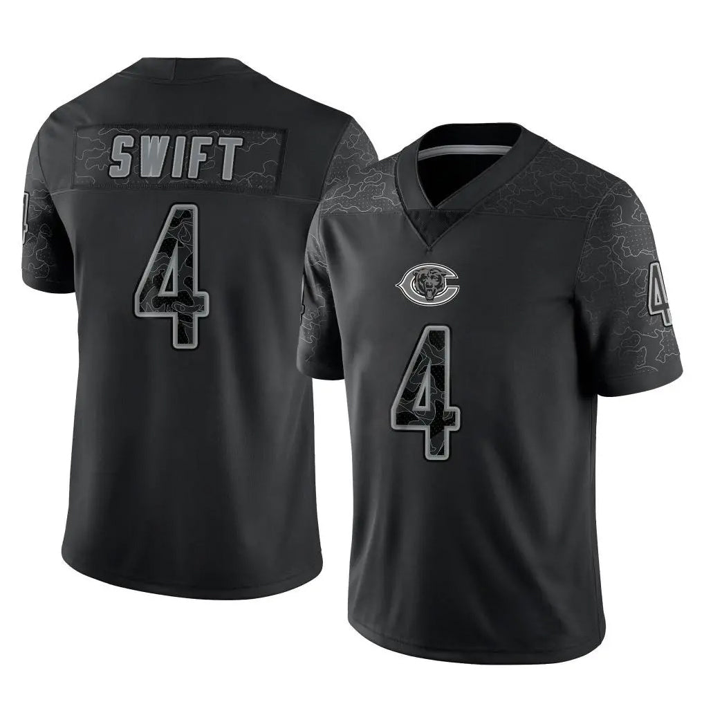 C.Bears #4 D'Andre Swift Player Black REFLECTIVE Limited Game Hdoa Stitched Jerseys