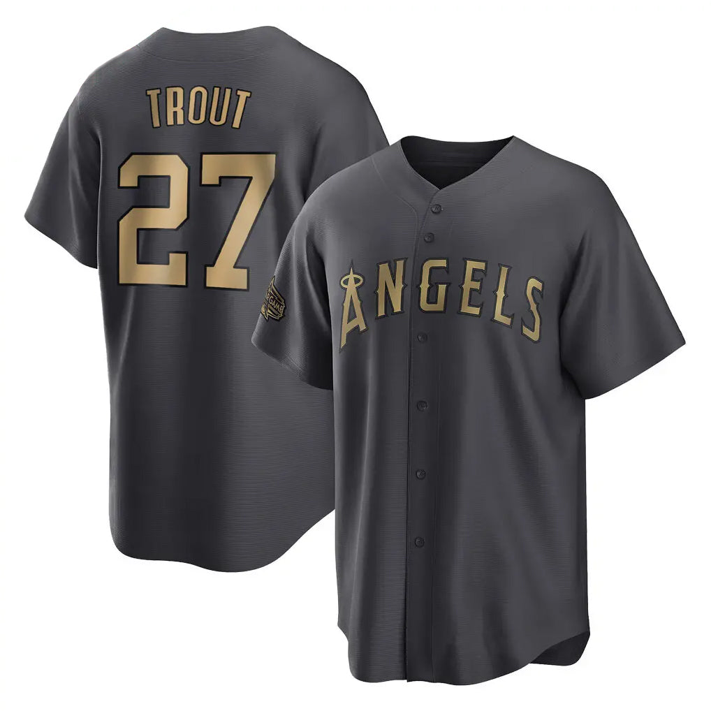 LA.Angels #27 Mike Trout Player Charcoal Game All-Star Hdoa Stitched Jerseys