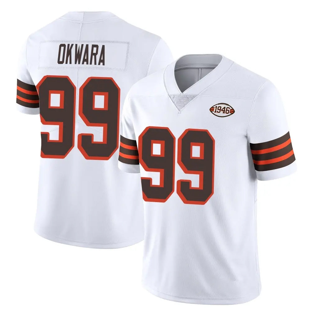 C.Browns #99 Julian Okwara Player White Limited  Vapor 1946 Collection Alternate Game Hdoa Stitched Jerseys