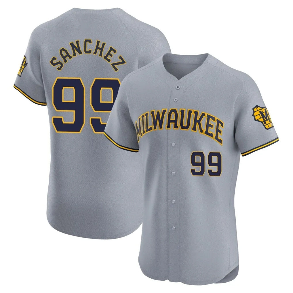 M.Brewers #99 Gary Sanchez Player Gray Home Limited Elite Hdoa Stitched Jerseys