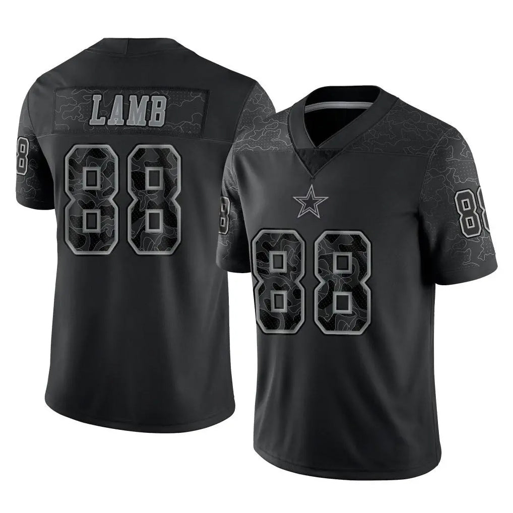 D.Cowboys #88 CeeDee Lamb Player Black Limited Reflective Home Game Hdoa Stitched Jerseys