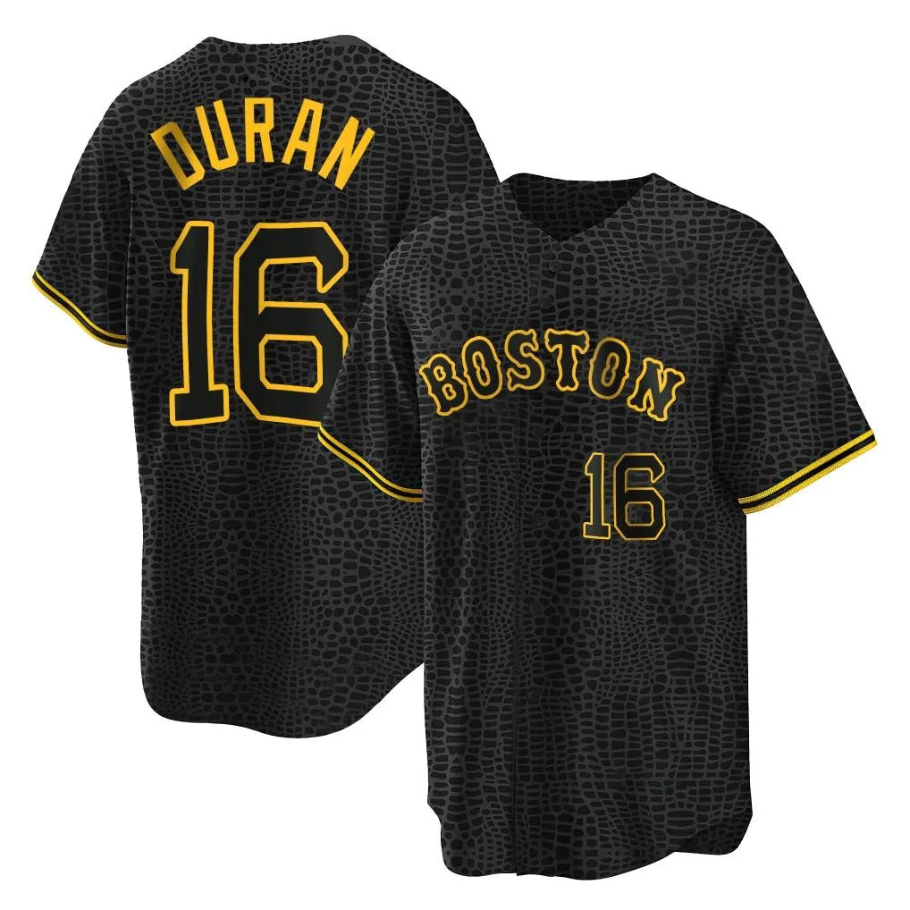 B.Red Sox #16 Jarren Duran Player Black Snake Skin City Home Game Hdoa Stitched Jerseys