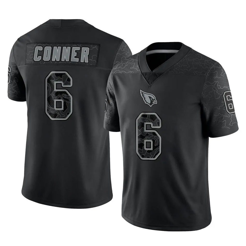 A.Cardinals #6 James Conner Player Black RFLCTV Limited Home Game Hdoa Stitched Jerseys