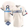 LA.Dodgers #8 Enrique Hern¨¢ndez Player Cream World Series Meet City Connect Limited Home Hdoa Stitched Jerseys