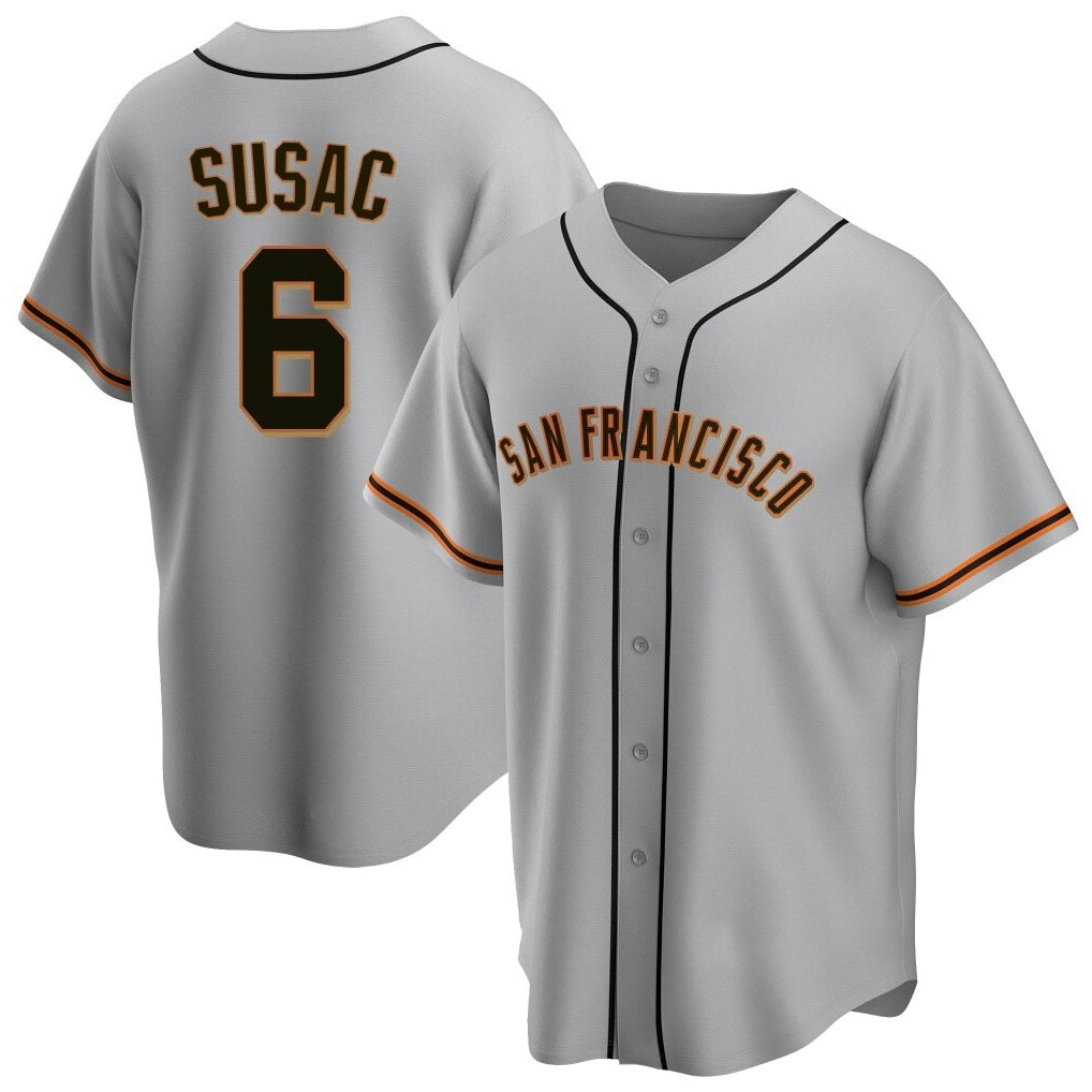 SF.Giants #6 Daniel Susac Player Gray Home Game Hdoa Stitched Jerseys