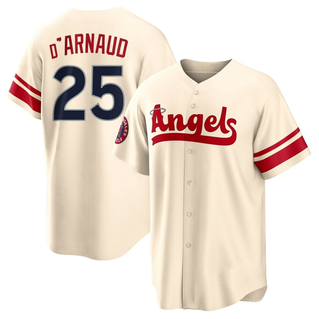 LA.Angels #25 Travis d'Arnaud Player Cream City Connect Home Hdoa Stitched Jerseys