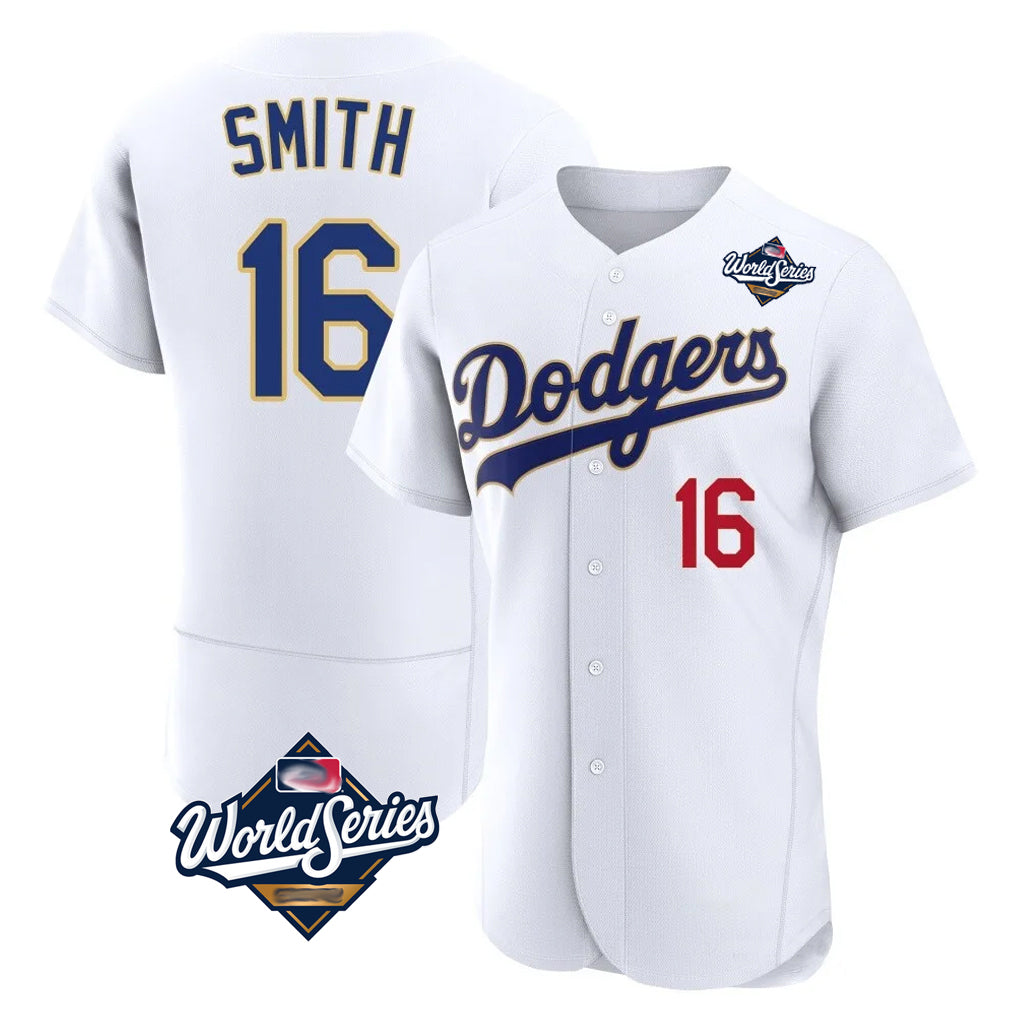 LA.Dodgers #16 Will Smith Player Gold White World Series 2026 Collection Stadium Limited Elite Hdoa Stitched Jerseys