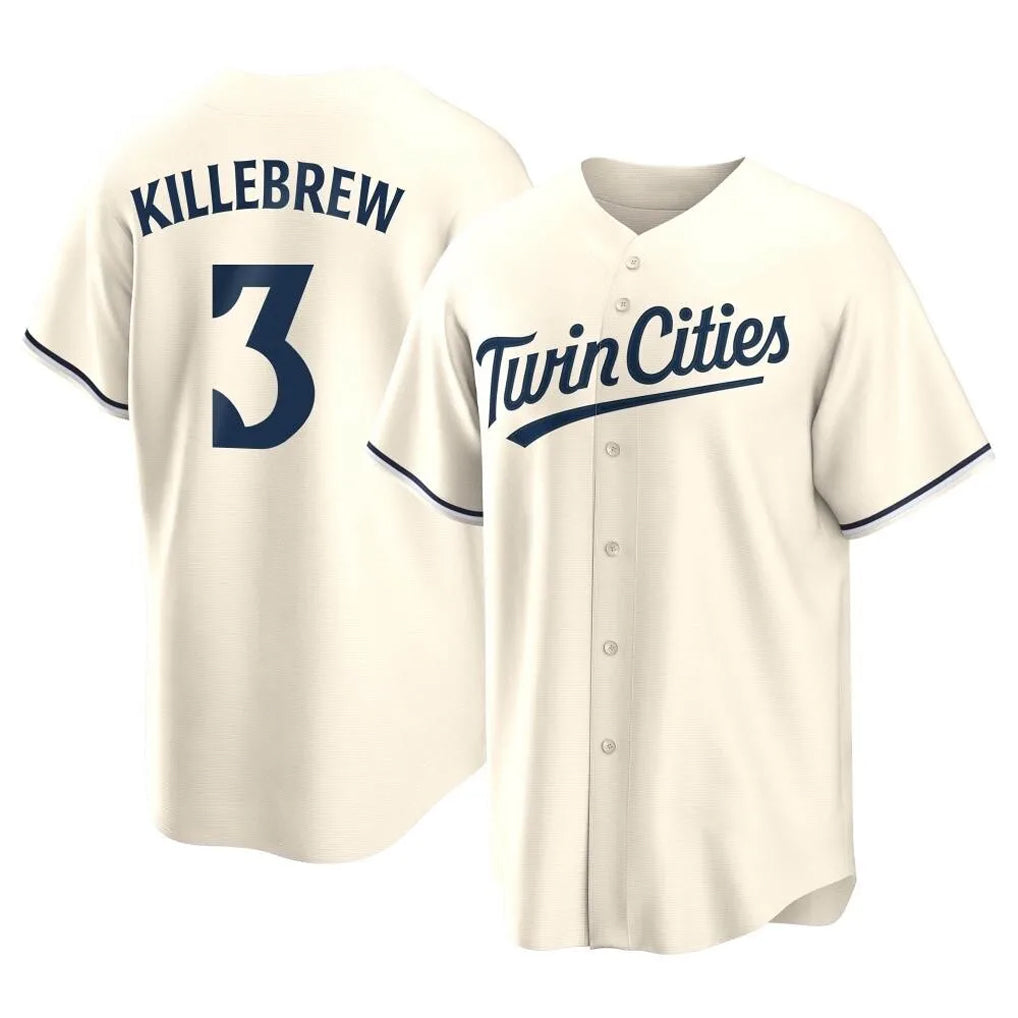 M.Twins #3 Harmon Killebrew Player Cream Game Limited Home Hdoa Stitched Jerseys