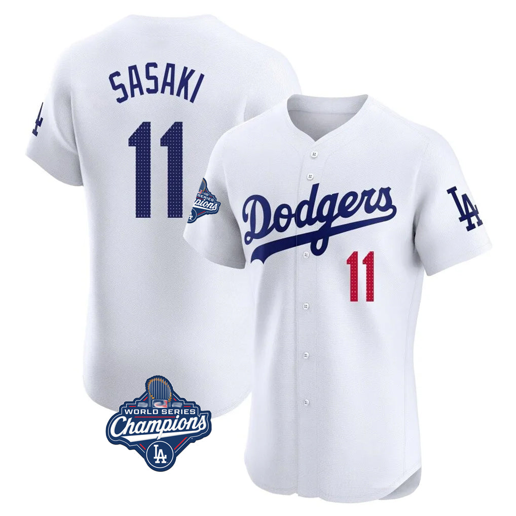 LA.Dodgers #11 Roki Sasaki Player White World Series Meet Limited Elite Home Hdoa Stitched Jerseys