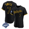 LA.Dodgers #7 Blake Snell Player Black Snake Skin City Limited Elite World Series Meet Home Hdoa Stitched Jerseys