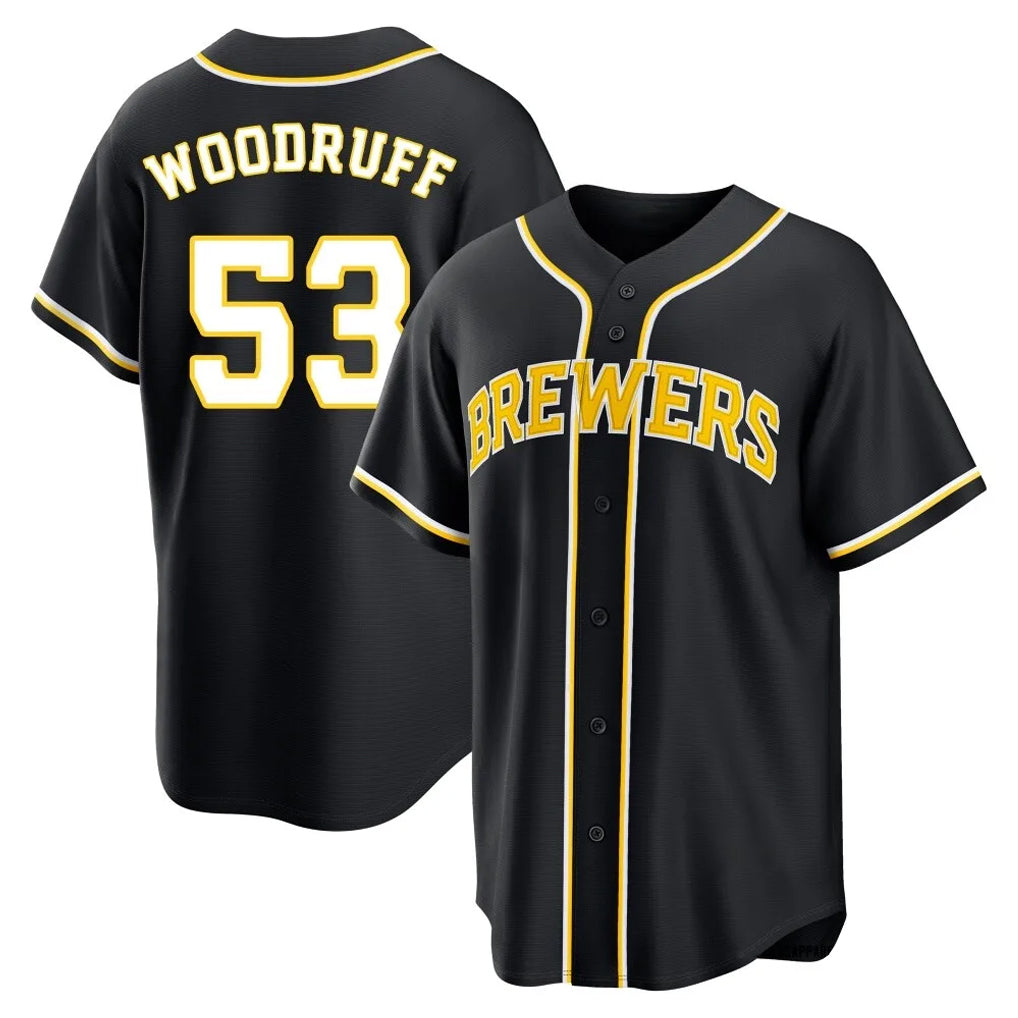 M.Brewers #53 Brandon Woodruff Player Black Fashion Out Home Game Hdoa Stitched Jerseys
