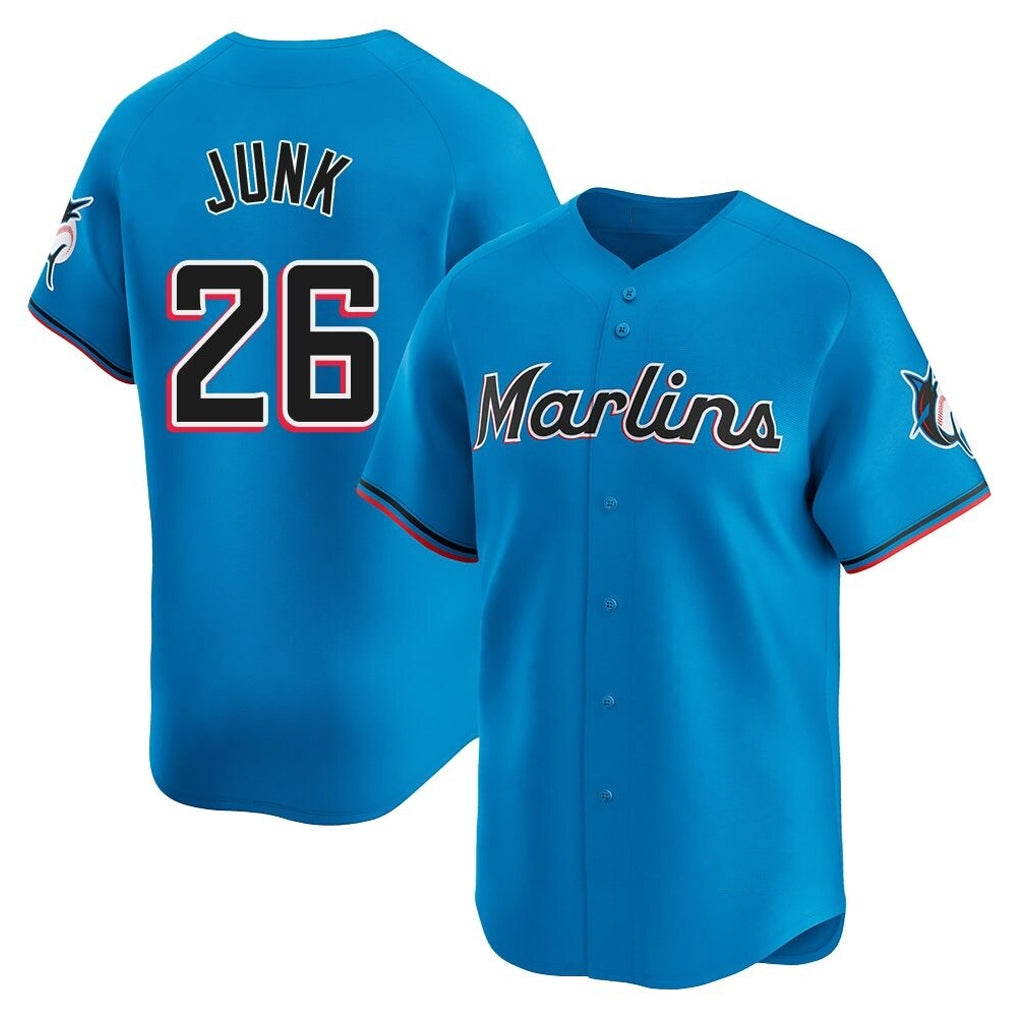 M.Marlins #26 Janson Junk Player Blue Home Limited Hdoa Stitched Jerseys