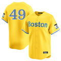 B.Red Sox #49 Tim Wakefield Player Yellow Limited Home Game Hdoa Stitched Jerseys