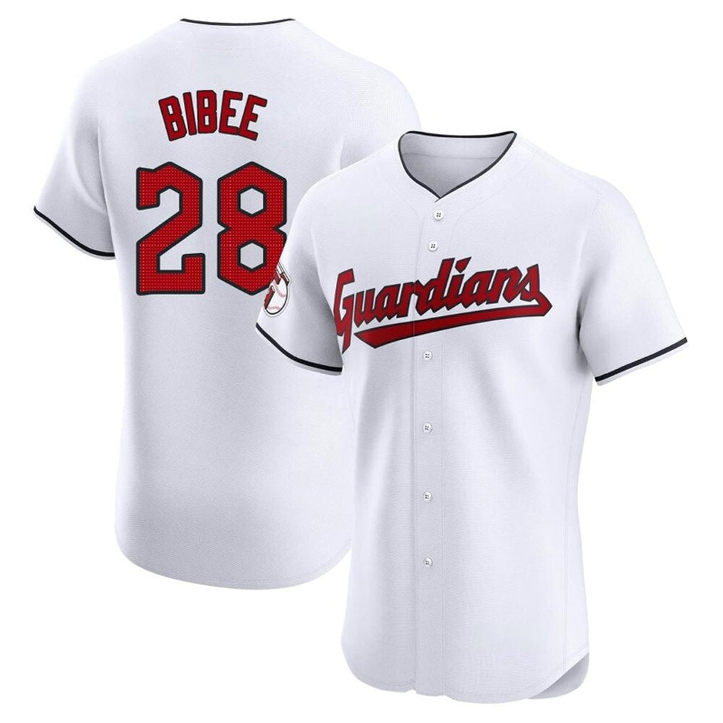 C.Guardians #28 Tanner Bibee Player White Limited Elite Home Hdoa Stitched Jerseys